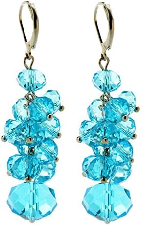 Qise Colorful Cluster Crystal Glass Beads Dangle Earrings Beaded Linear Drop Earrings
