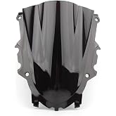 Black Windscreen Windshield for Yamaha YZF R3 R25 2019-2021 Wind Deflector | Motorcycle ABS Plastic Front Screen, Double Bubble, Optimum Visibility, Scratch-Resistant, Pre-Drilled Holes, Wind Deflector