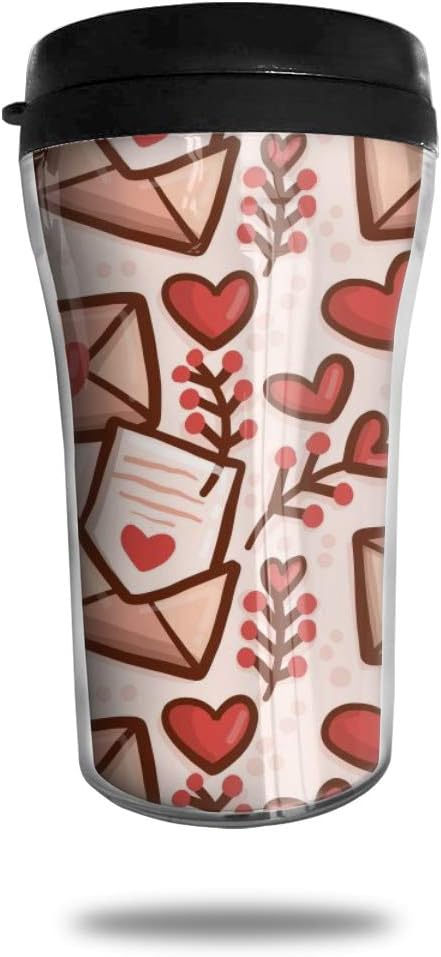 Amazon 携帯マグ タンブラー コンビニマグ 封筒とハートのパターン ふた付き 軽量 二重構造 真空断熱 保冷保温 304ステンレス製 250ml ボトル コーヒー ビルー おしゃれ かわいい 喫茶店 オフィス 家庭用 学生 女性 男性 水筒 マグボトル オンライン通販
