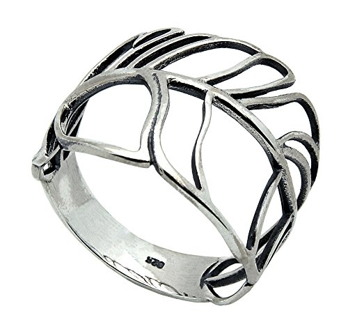 Sterling Silver Open Cutout Feather Ring - size 10