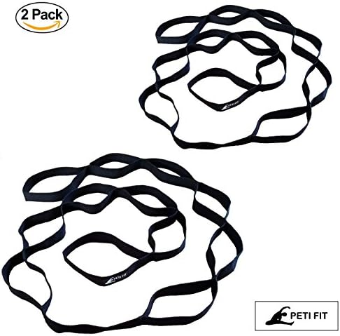 PETI FIT (2 Pack) Yoga Stretch out Strap by Recommended Physical Therapy Stretch Band - 7 feet long &amp; 12 Loops Perfect for Stretch, Ballet, Yoga, Pilates - Buy Today &amp; Improve your Muscles &amp; Fitness