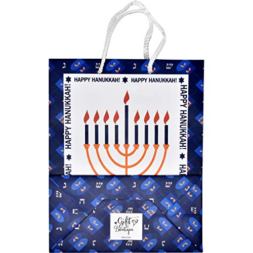 Gift Boutique Medium Happy Hanukkah Gift Bags 12 Pack Blue Wrapping Party Bag Decorations