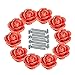 eoocvt 10pcs Ceramic Vintage Floral Rose Flower Door Knobs Handle Drawer Kitchen + Screws (Red)