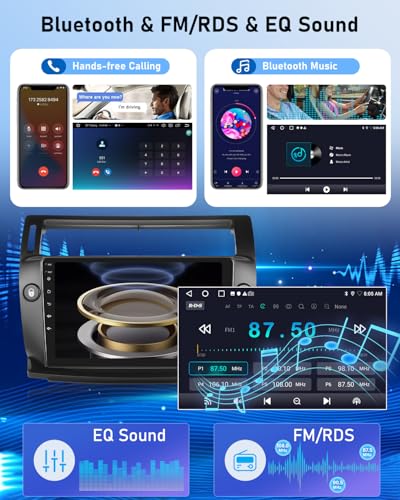 NHOPEEW 2G+64G Android Car Radio for Citroen C4 2004-2009/C-QUATRE 2008-2011 - Wireless Carplay and Android Auto - 9 Inch Carplay Car Radio with WiFi, Equalizer, GPS, FM, RDS + AHD Rear View Camera