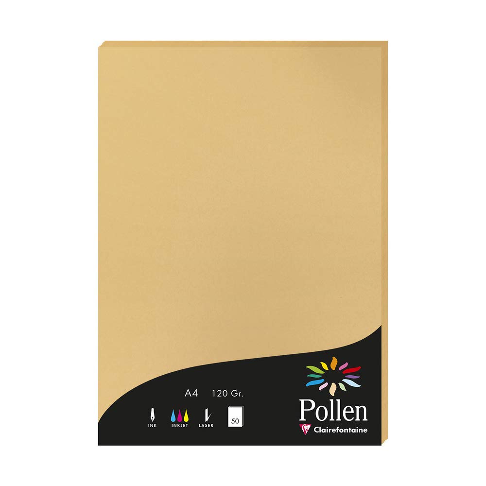 Clairefontaine 4279C Wallet of 50 Sheets Format A4 (21x29,7cm) 120gsm Caramel colour Invitation Paper Events Correspondence Pollen Range Premium Smooth Paper