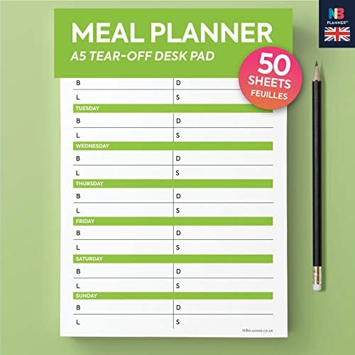 A5 Desk Notepad self-Monitoring trackers Planners Check List (Meal Planner)
