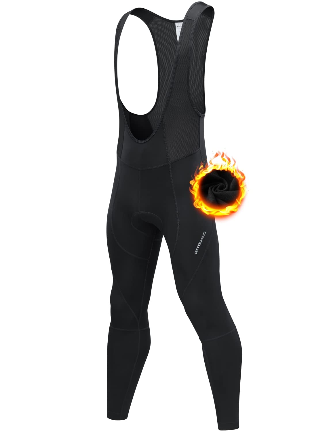 qualidyne Men's Cycling Bib Tights 3D Padded Winter Thermal Cold Weather Bike Bib Pants Biking Bicycle Long Leggings