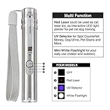 Cat Training Tools USB rechargeable multi-function flashlight with 3 modes - white red UV LED light -1. Red laser pointer; 2. blue test light; 3. white LED moonlight.