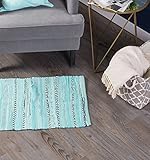 DII Contemporary Reversible Indoor Area Rag Rug, Machine Washable, Handmade from Recycled Fabrics, Unique for Bedroom, Living Room, Kitchen, Nursery and More, 4 x 6' - Aqua