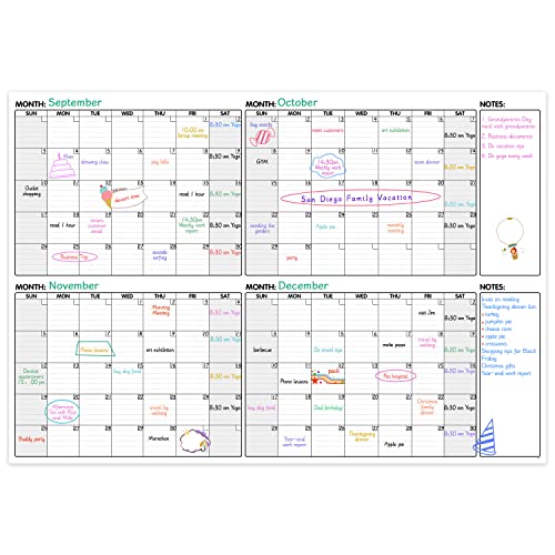 Large Dry Erase Calendar 4 Months Dry Erase Calendar for Wall,52" x