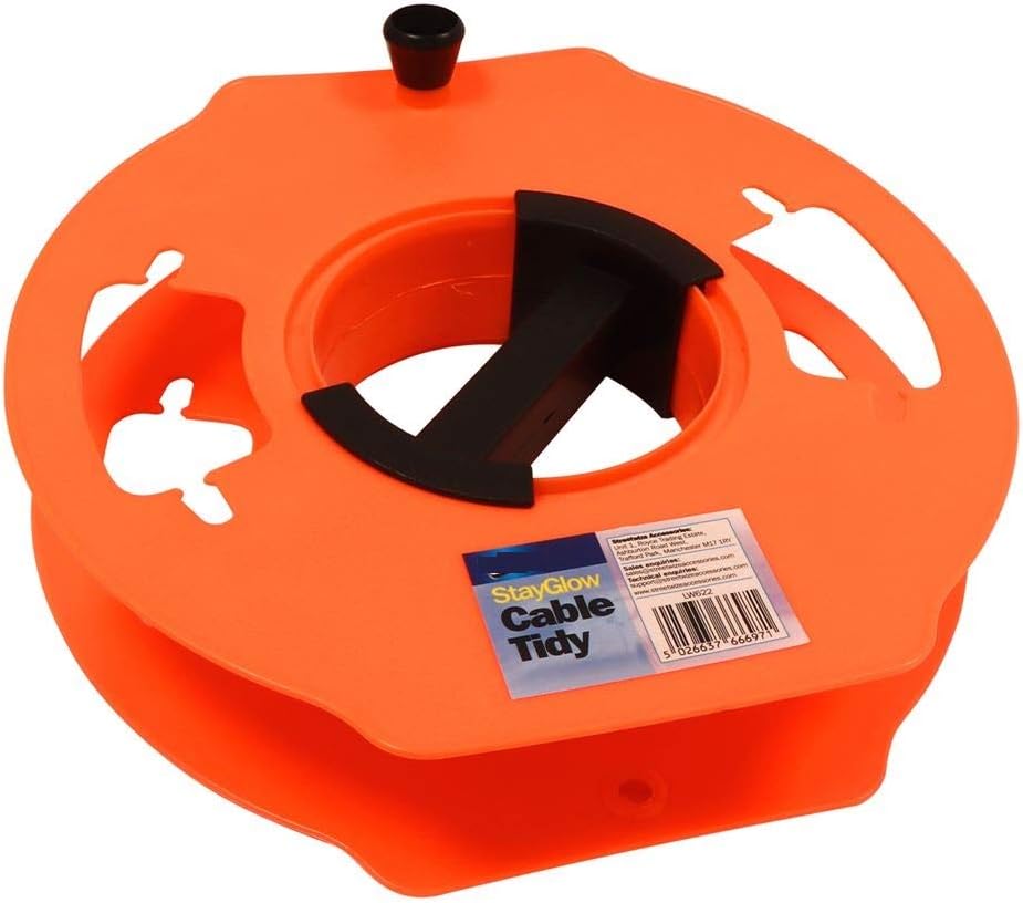 MP Essentials Neon Orange Camping, Caravan, Motorhome up to 25m Mains Hook Up Lead Extension Cable Tidy Reel