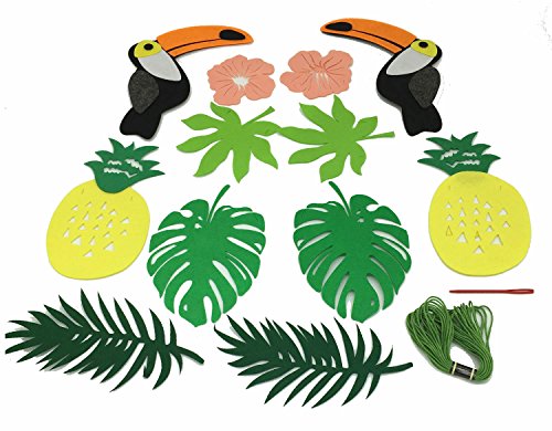Alemon ALOHA Toucan Bird Tropical Leaves Banner Pennant, Pineapple Party Decorations