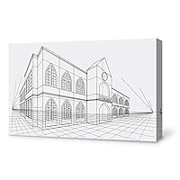 Canvas Wall Art Construction Sketches Canvas Prints Home Artwork Decoration for Living Room,Bedroom - 12x18 inches