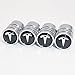 US85 Tesla Logo Emblem Auto Car Wheel Tire Air Valve Caps Stem Cover Cover Accessories Decoration Birthday Gift (Silver Chrome)