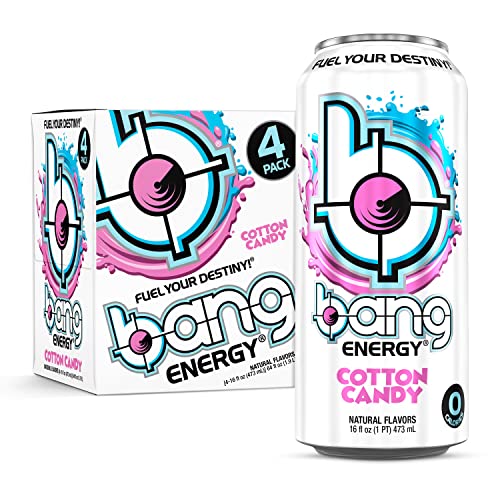 Bang Energy Cotton Candy, SugarFree Energy Drink, 16Ounce (Pack of 12