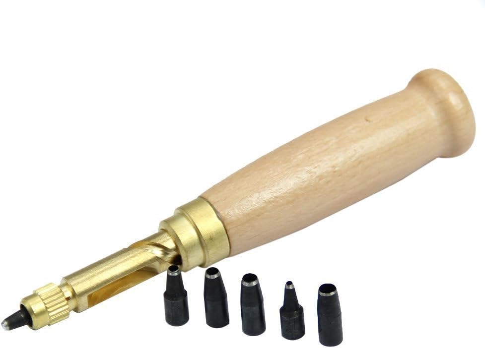 Screw Hole Punch/Auto Leather Tool Book Drill 6 Tips Sizes 1.5-4mm for Sewing Leather Paper Craft