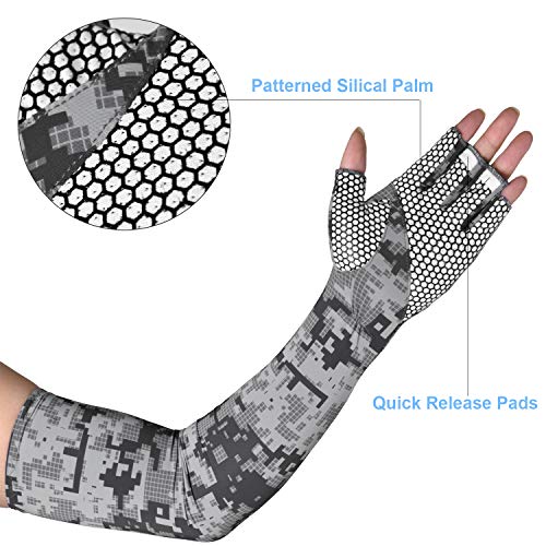 EXski UV Protection Cycling Sleeves - Cooling Sunblock Sunscreen Long Sleeve Gloves Anti Slip Palm Men Women Perfect for Driving Running Golfing Outdoor Activities