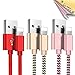 OTISA Compatible Cable, 3PACK 5FT/1.5M Nylon Braided Charging Cord, to USB Cable,Charger Cable Phone X/8/8 Plus/7/7 Plus/6/6 Plus/5/5S/5C/SE (Pink+Gold+Red)