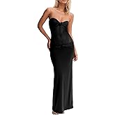 Women’s Maxi Dress Removable Spaghetti Straps Knotted Twist Sweetheart See Through Night Club Party Cocktail Bodycon Dress