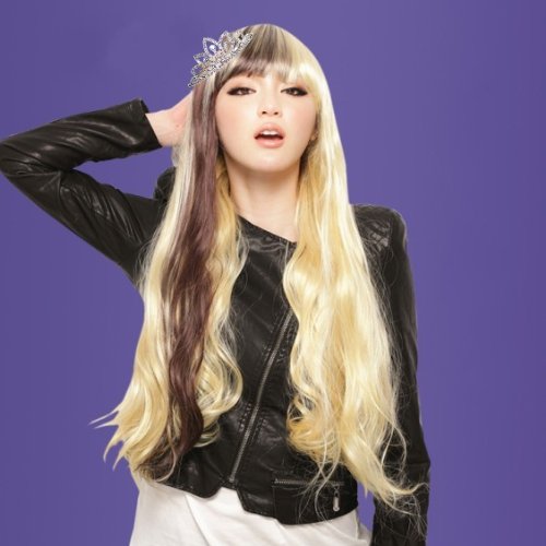 TEEMI-Two Tone Fashionable Long Curly Highlight Cosplay Wig Wigs Blonde and Brown