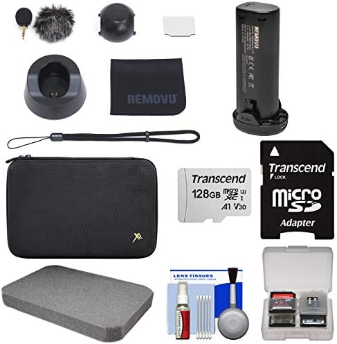 REMOVU K1 Microphone/Charger Accessory Kit with 128GB Card + Smart Battery + Custom Case & Foam + Kit