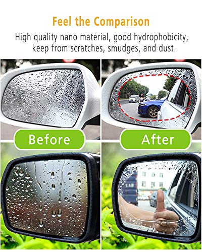 image for Lecone Rainproof Car Rearview Mirror Sticker, 2 PCS Anti-Fog Anti-Glar