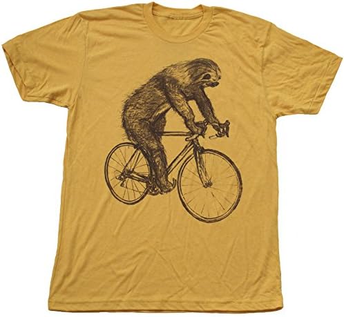 Dark Cycle Clothing Men's Sloth On A Bicycle T Shirt L Heather Gold