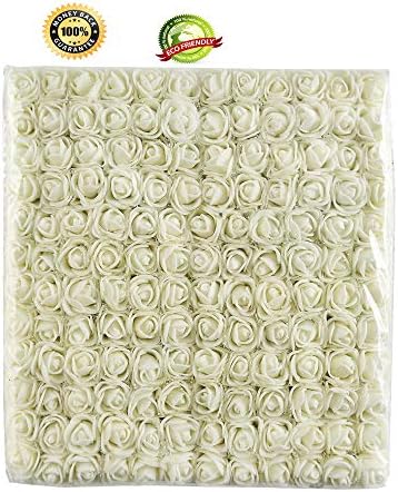 Foam Rose 144 pcs 2 cm Mini Artificial Flower Bouquet Multicolor Rose Flower Wedding Scrapbooking Decoration Rose Fake Flower (Milk White)