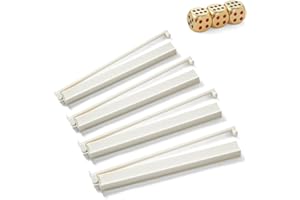 TAIKULA Mahjong Racks with Pushers, Clear Acrylic American Majiang Tile Racks, Enhanced Mah Jongg Tile Holders Set of 4 with 3 Goldern Dics (Beige White)