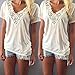 Kwok Women's Summer Vest Top Short Sleeve Blouse Casual Tank Tops T-Shirt Lace (L)