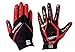 EliteTek Kids RG-14 Super Tight Fitting Football Gloves - Youth Sizes - Easy Slip On Design No Wrist Strap (Red, Youth XS)
