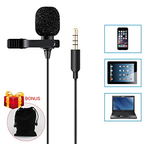 Lavalier microphone, maono 4-pin lapel interview microphone hands…