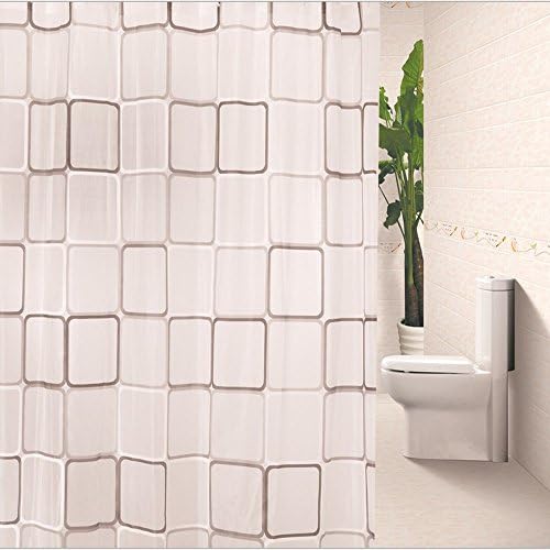 Ieasycan Curtain for Shower, 71 By 71 inch, Square Shower Curtain Made with 100% Polyester with Liner and 12 Hooks. Peva Material That Is Water Repellent and Gets Dry Instantaneously¡­