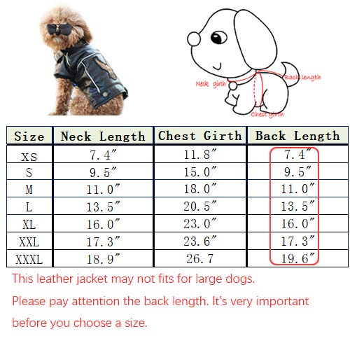 Cuteboom Dog Winter Coat Pu Leather Motorcycle Jacket for Dog Pet