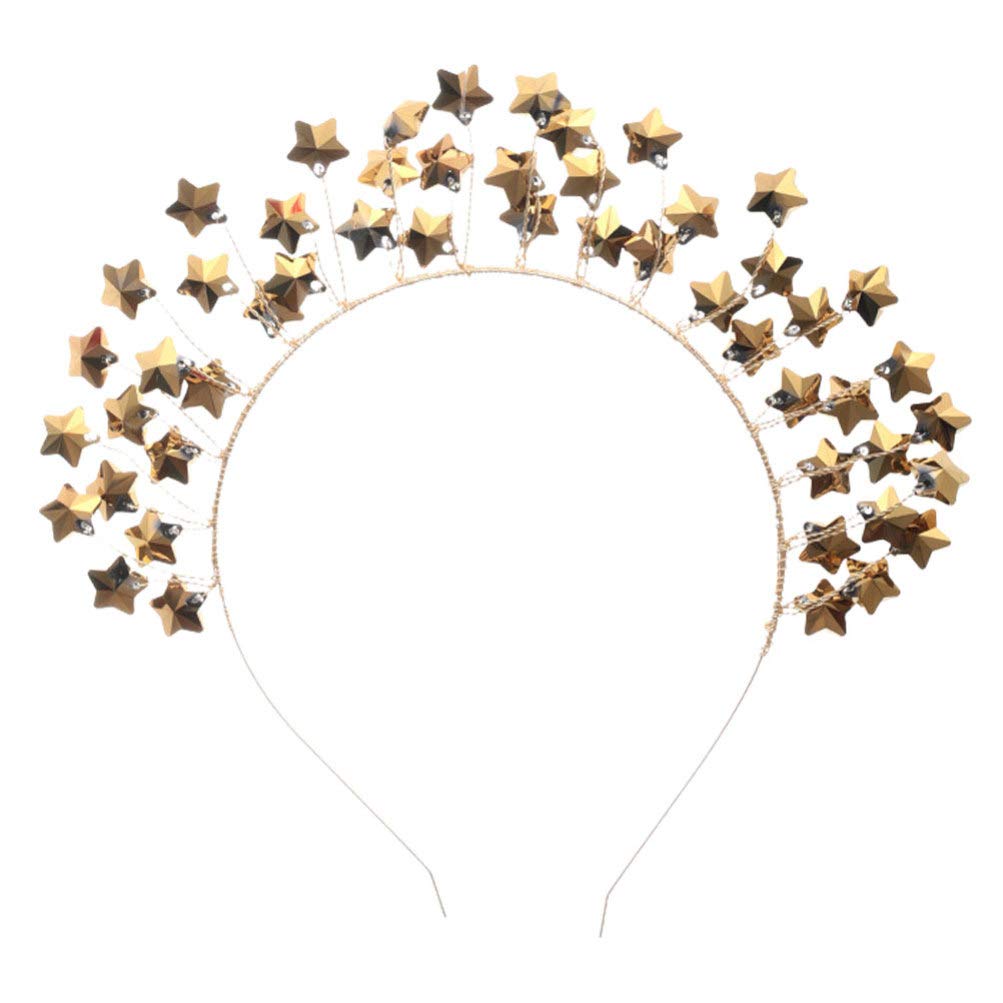 FRCOLOR Vintage Halo Crown Headpiece Star Crystal Headband Goddess Halo Crown Costume Spike Head Piece for Wedding Show