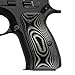 Cool Hand G10 Grips for CZ 75/85 Compact, CZ P-01, P100, C100, T100, PCR, CZ 75 D, Screws Included, Palm Swell Back Style, White/Black G10, H6C-T-22