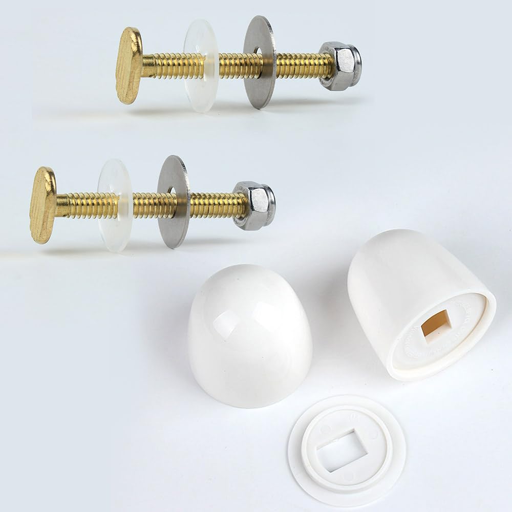 Photo 1 of Toilet Floor Bolts and caps Closet, Toilet Bowl to Floor Bolts Kits with washers and Cover Cap Decorative