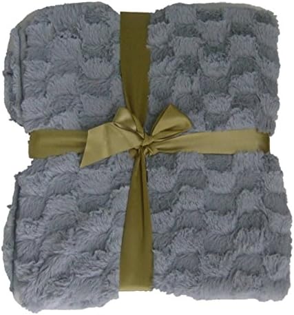 Gramercy ParkLuxe Faux Fur Gray Throw Blanket So Soft Plush