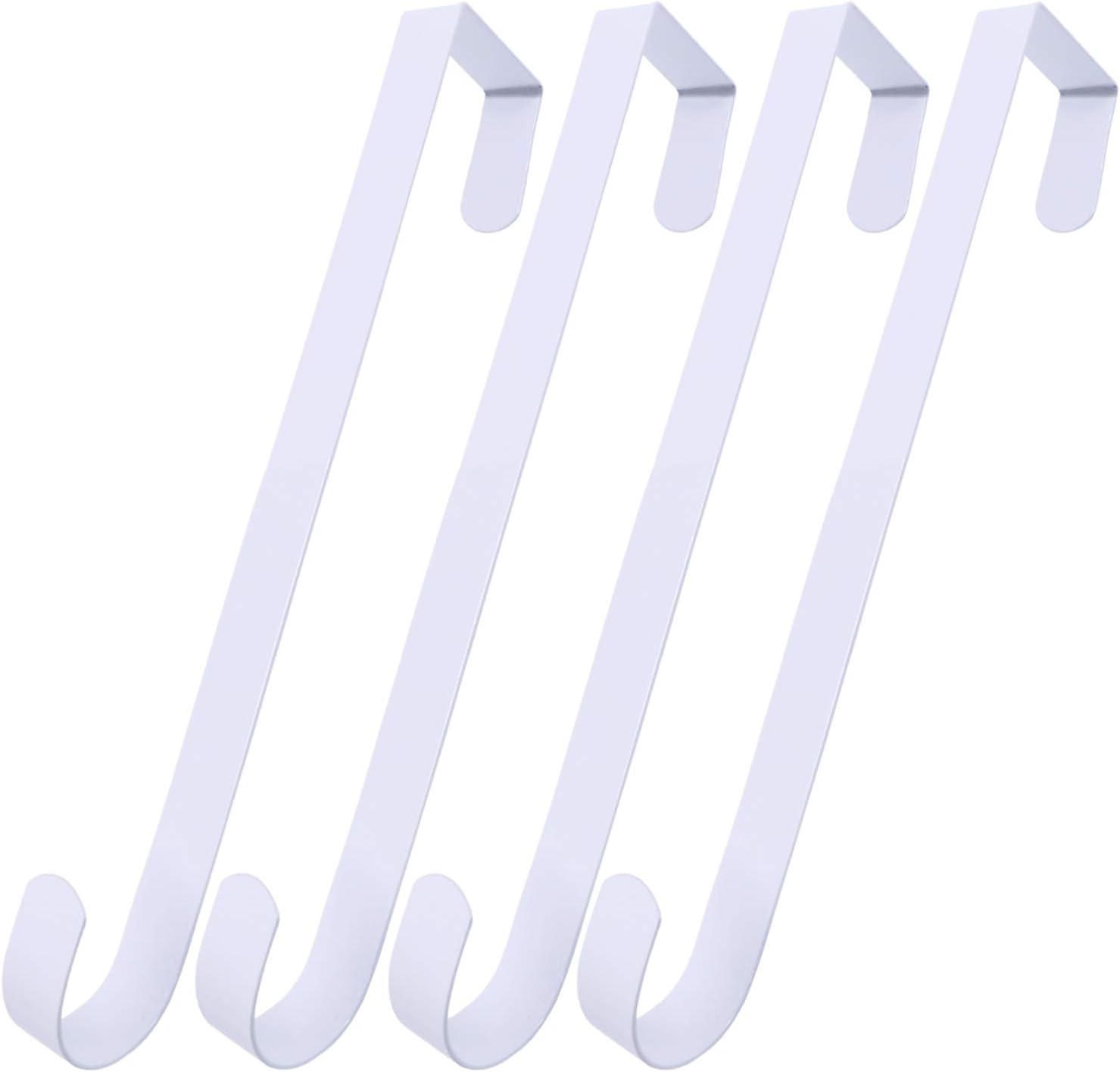 Wreath Hangers - ESFUN 4 Pack Solid Wreath Hanger for Front Door Window Wreath Hooks Holder Over The Door Metal Hook Hangers (White, 12 inch)