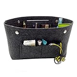 VANCORE Felt Insert Purse Organizer Handbag Cosmetic Travel Bag for Women Dark grey Small