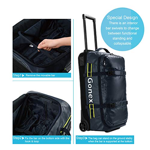 Gonex Rolling Duffle Bag with Wheels, 70L Water Repellent Wheeled
