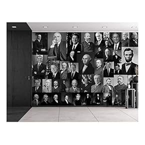 Peel and Stick Wallpapaer - Presidents of United States Collage | Removable Large Wall Mural Creative Wall Decal - 66x96 inches