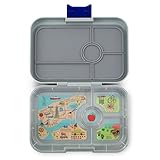 YUMBOX TAPAS Larger Size (Flat Iron Gray) Leakproof Bento lunch box with 4 compartment NYC illustrated removable food tray for Adults, Teens & Pre-teens