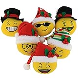 WEWILL 6 Pack Plush Hanging Christmas Tree Ornament Sets Santa and Snowman, 5.5inch