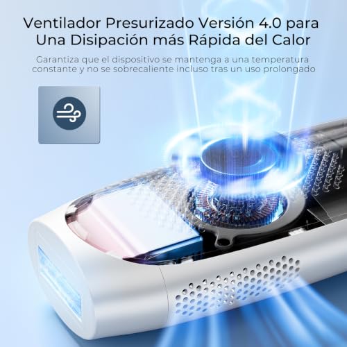 Depiladora Laser con Tecnología de Refrigeración con Zafiro, Depiladora Luz Pulsada Flashes Ilimitados, 2 Modos, 9 Niveles de Intensidad para Bikini, Axilas, Cara, Cuerpo, Mujeres y Hombres, Rosa