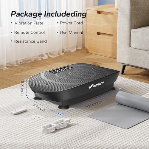 MERACH Vibration Plate Exercise Machine, Whole Body Exercise & Fitness Equipment, Bluetooth and Silicone Pedal, Vibrating Plate Machine with Auto Mode, Vibrate Fitness Platform for Home