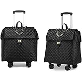 VH&GRED Luxury Carry on Luggage for Women Designer Underseat Carry On Luggage with Wheels Diamond Quilted Leather Carry On Luggage Vintage Style Suitcases with Wheels