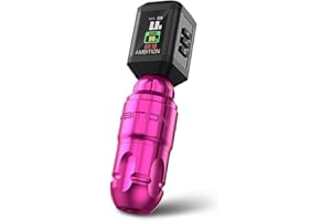 Ambition Lutin Rotary Tattoo Machine with Korall Tattoo Power Supply 2200mAh Straight Drive Bar - Wireless Tattoo Machine Short Tattoo Pen with Brushless Motor with RCA Cord for Tattoo Artist