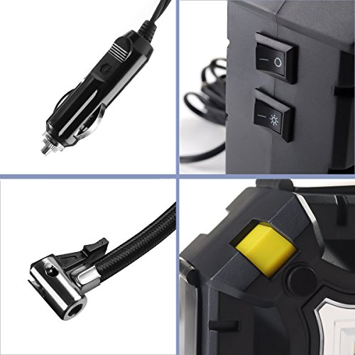 Portable Air Compressor Pump, Auto Digital Tire Inflator with Gauge, 12V 100PSI Auto Air Compressor Preset Pressure Shut Off with LED Light for Car, Truck, Bicycle, Basketballs and Other Inflatables - Thumbnail 4