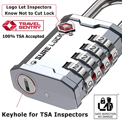 SURE LOCK TSA Accepted Combination Luggage Padlock for Gun Cases